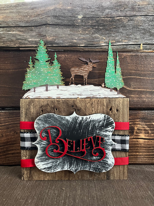 Holiday Shelf Sitter, Believe, Moose